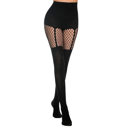 High Waist Mesh Fashion Tights with Tummy Control
